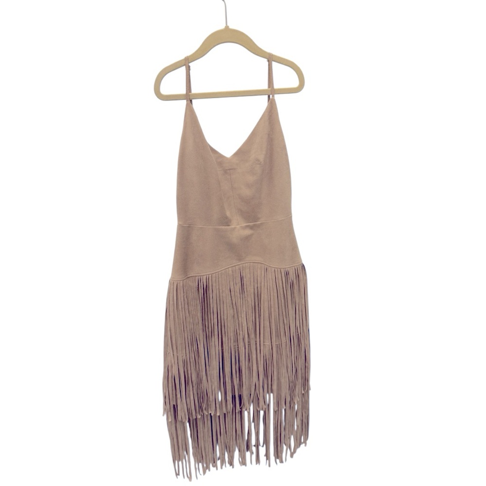 Western Boho Fringe Stone Faux Suede Dress size 0 BCBGMaxAzaria Country Concert